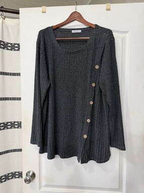 BELAROI Women's Long Sleeve Scoop Neck Lightweight Sweater in charcoal gray 4XL